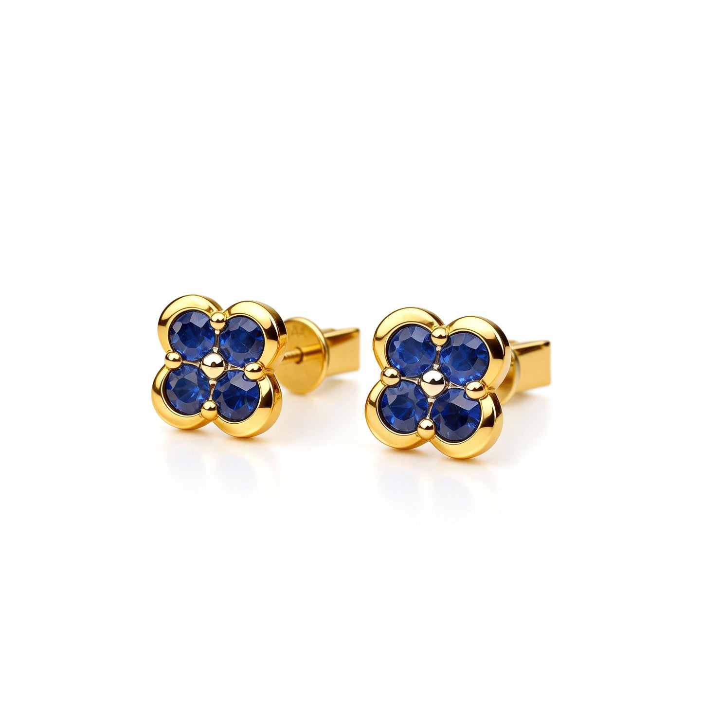 Natural 0.67 Ct. TW Sapphire Clover Stud Earrings in Yellow Gold, 14K Yellow Gold, 18K Yellow Gold