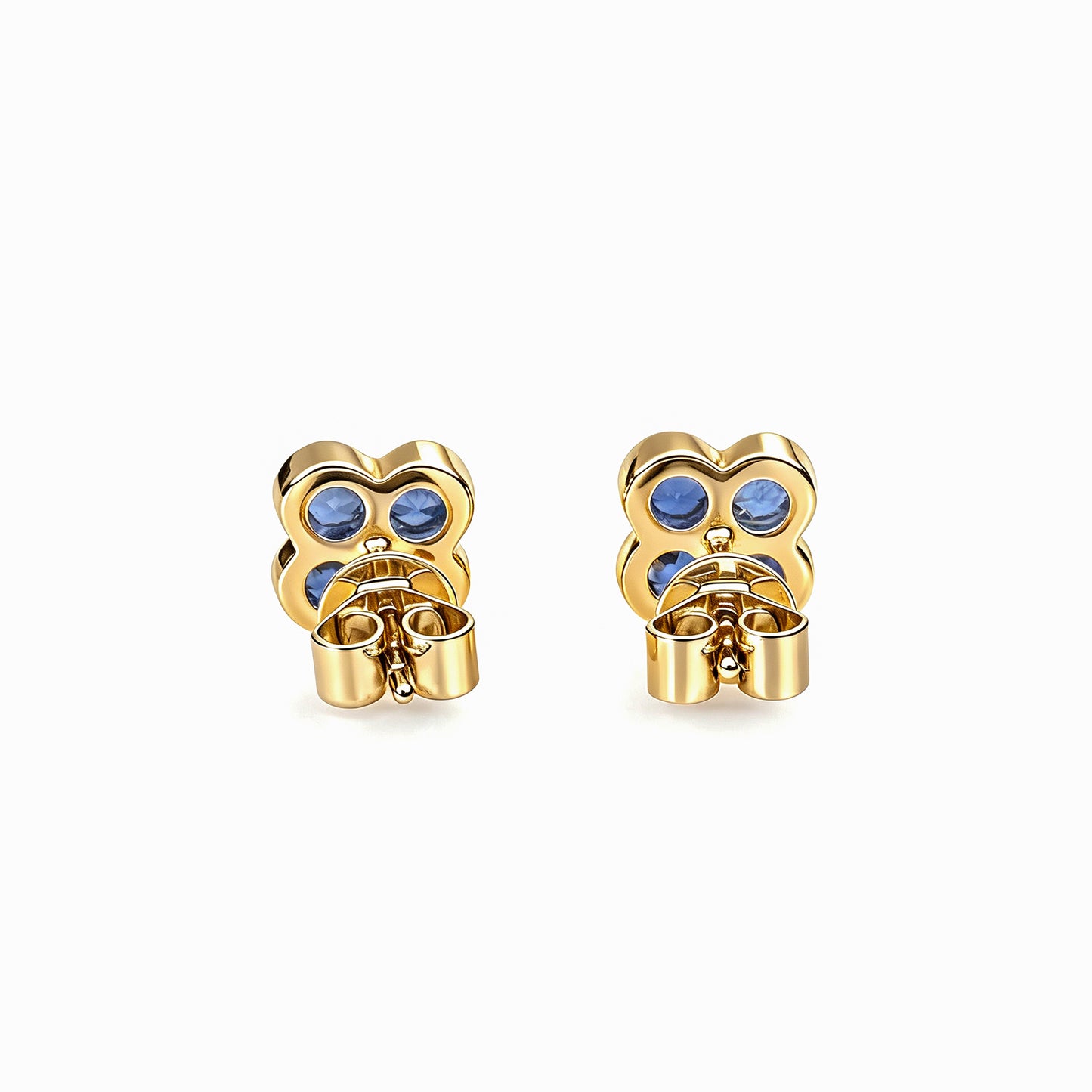 Natural 0.67 Ct. TW Sapphire Clover Stud Earrings in Yellow Gold, 14K Yellow Gold, 18K Yellow Gold