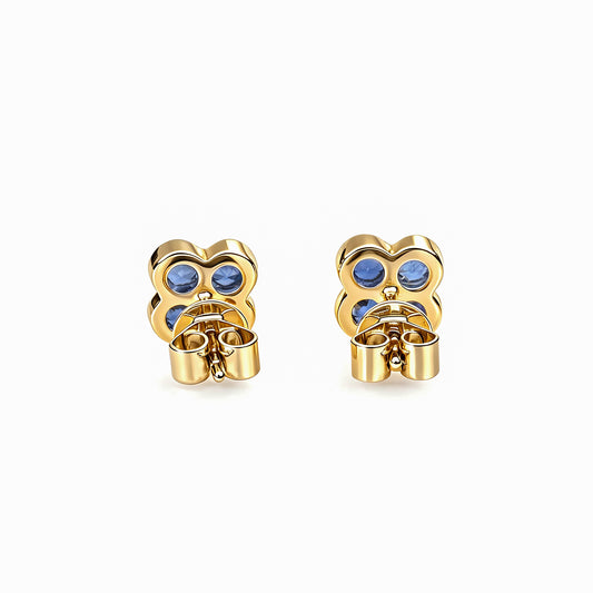 Natural 0.67 Ct. TW Sapphire Clover Stud Earrings in Yellow Gold, 14K Yellow Gold, 18K Yellow Gold