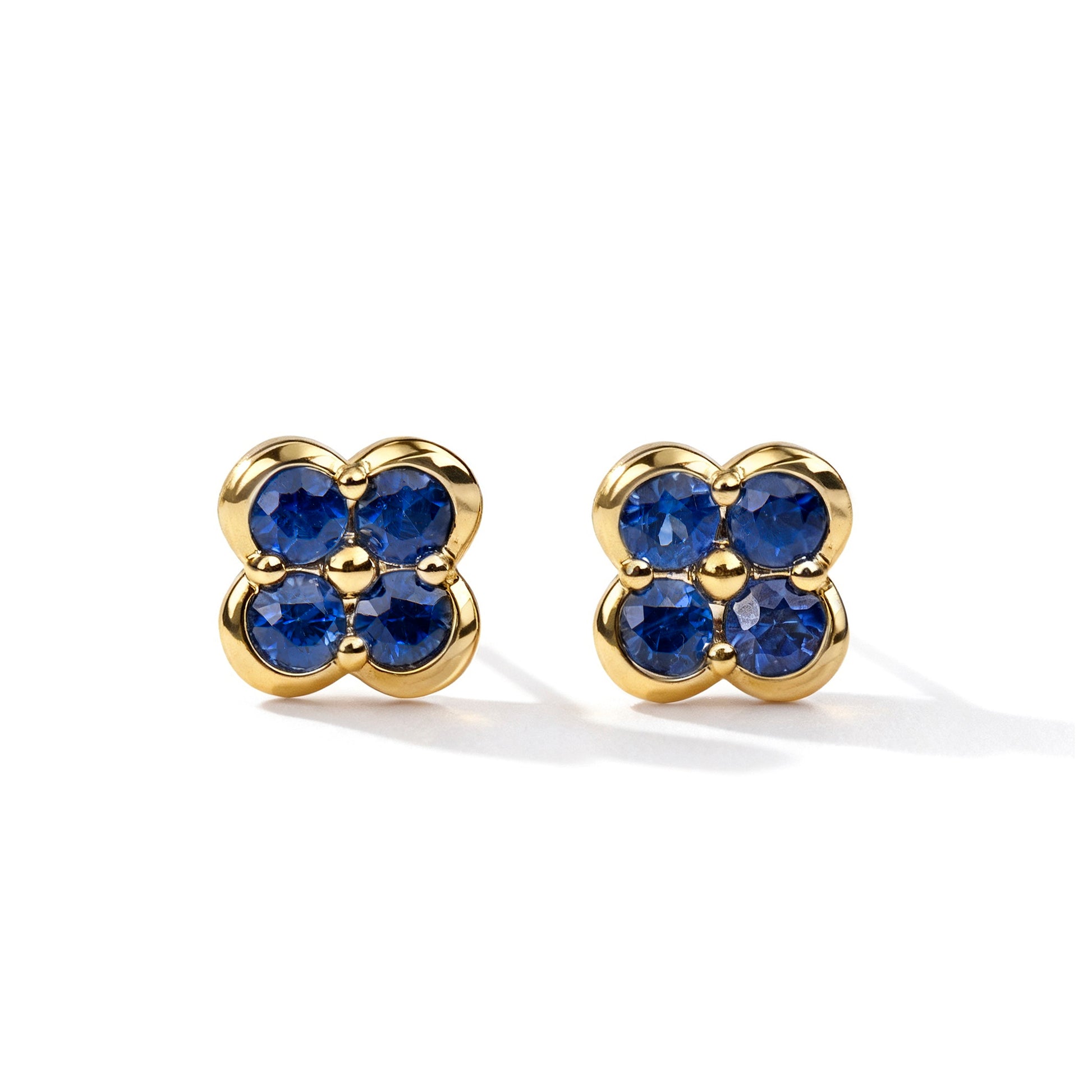 Natural 0.67 Ct. TW Sapphire Clover Stud Earrings in Yellow Gold, 14K Yellow Gold, 18K Yellow Gold