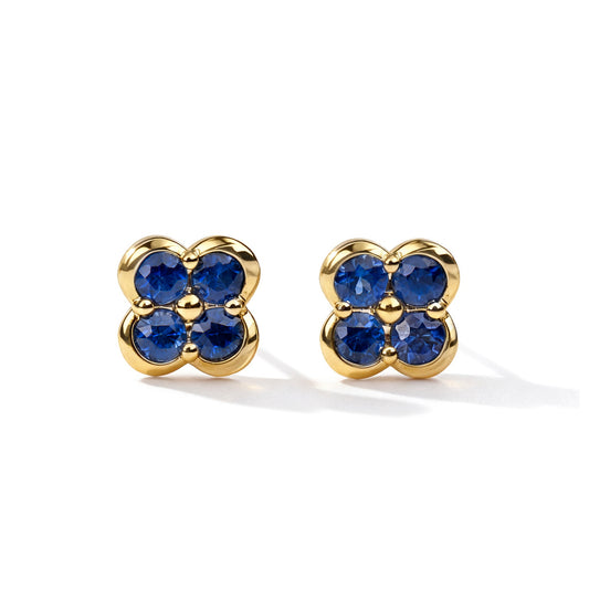 Natural 0.67 Ct. TW Sapphire Clover Stud Earrings in Yellow Gold, 14K Yellow Gold, 18K Yellow Gold