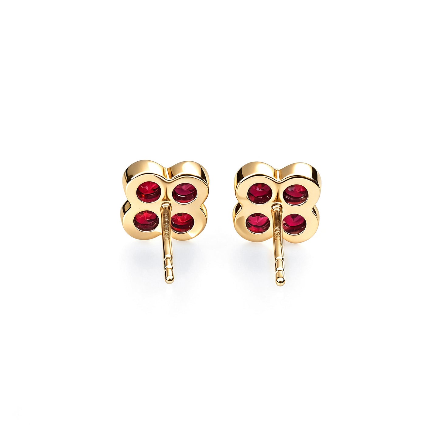 Natural 0.83 Ct. TW Ruby Clover Stud Earrings in Yellow Gold, 14K Yellow Gold, 18K Yellow Gold