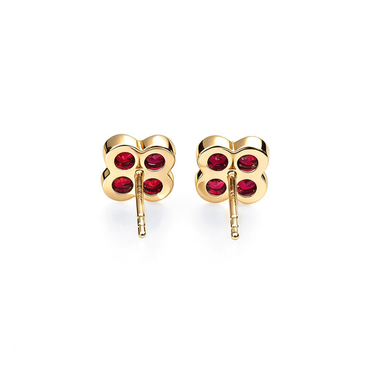 Natural 0.83 Ct. TW Ruby Clover Stud Earrings in Yellow Gold, 14K Yellow Gold, 18K Yellow Gold