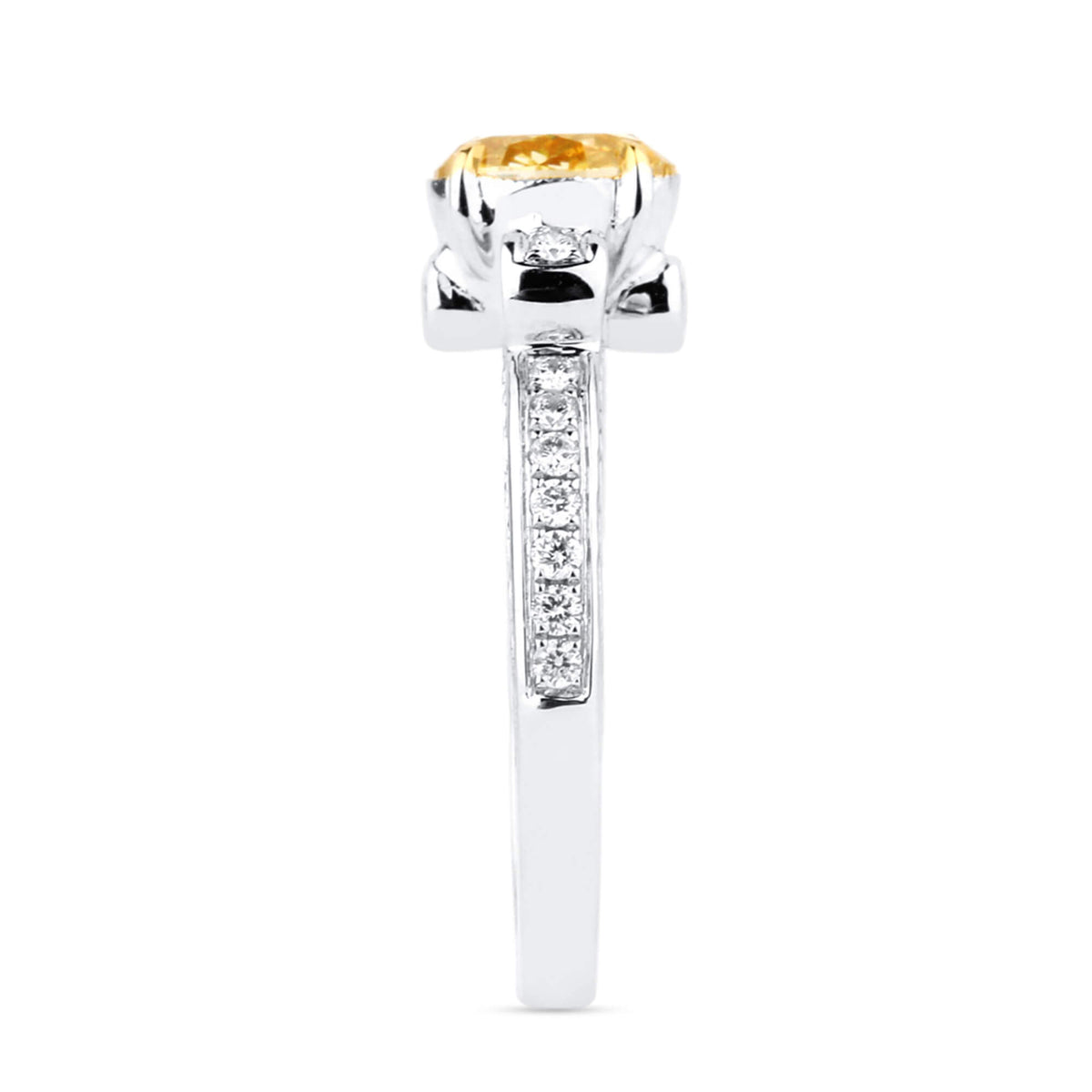 Natural 1.07 Ct. Fancy Intense Yellow Oval-Cut Diamond Solitaire Ring, 18K White Gold