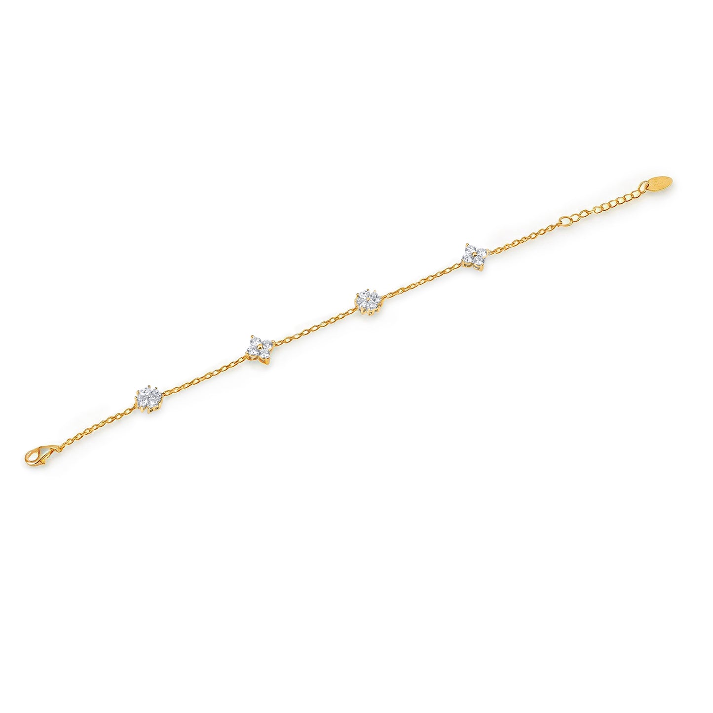 Natural 1.39 Ct. TW Diamond Clover Station Bracelet in Yellow Gold, 14K Yellow Gold, 18K Yellow Gold