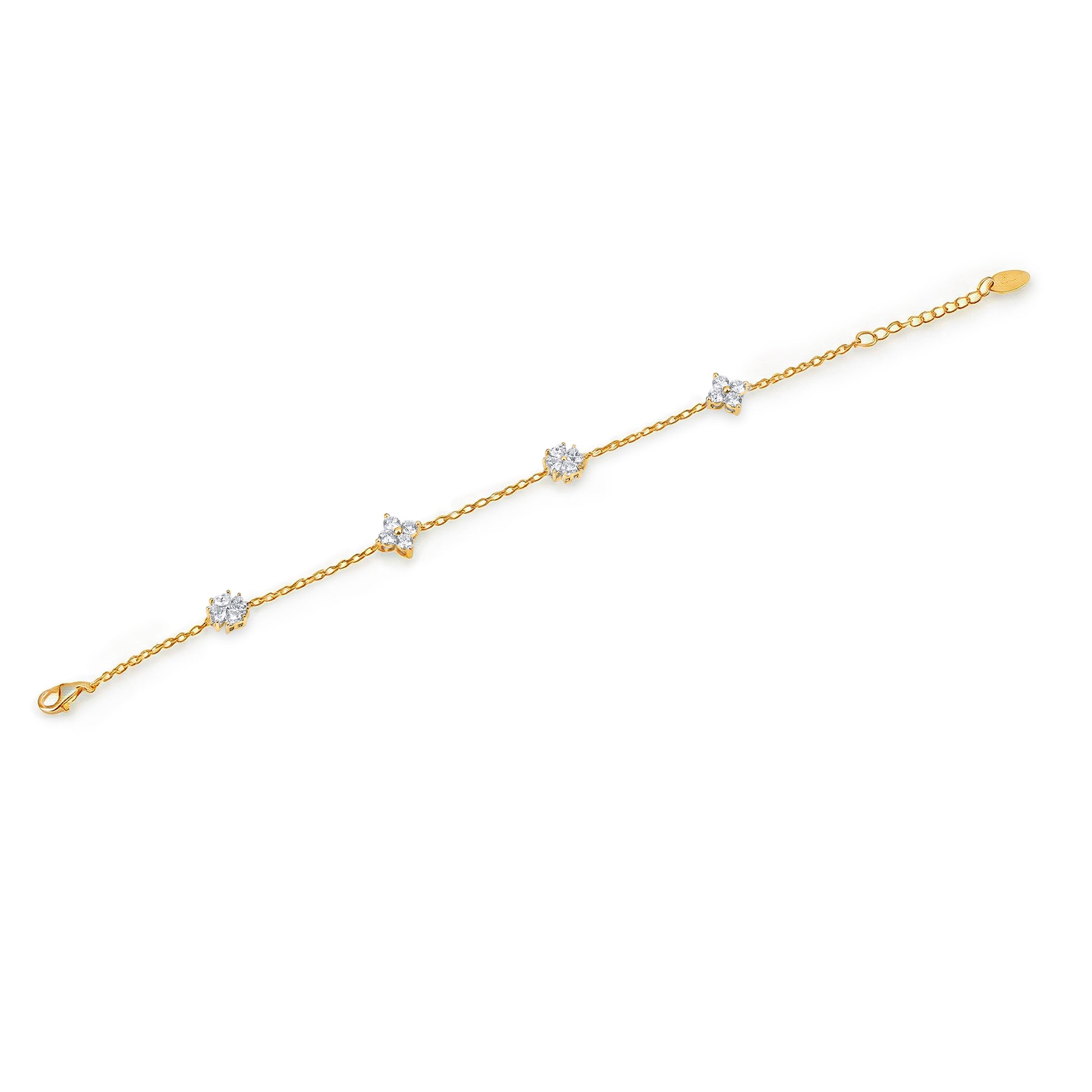 Natural 1.39 Ct. TW Diamond Clover Station Bracelet in Yellow Gold, 14K Yellow Gold, 18K Yellow Gold