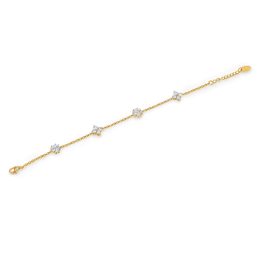 Natural 1.39 Ct. TW Diamond Clover Station Bracelet in Yellow Gold, 14K Yellow Gold, 18K Yellow Gold