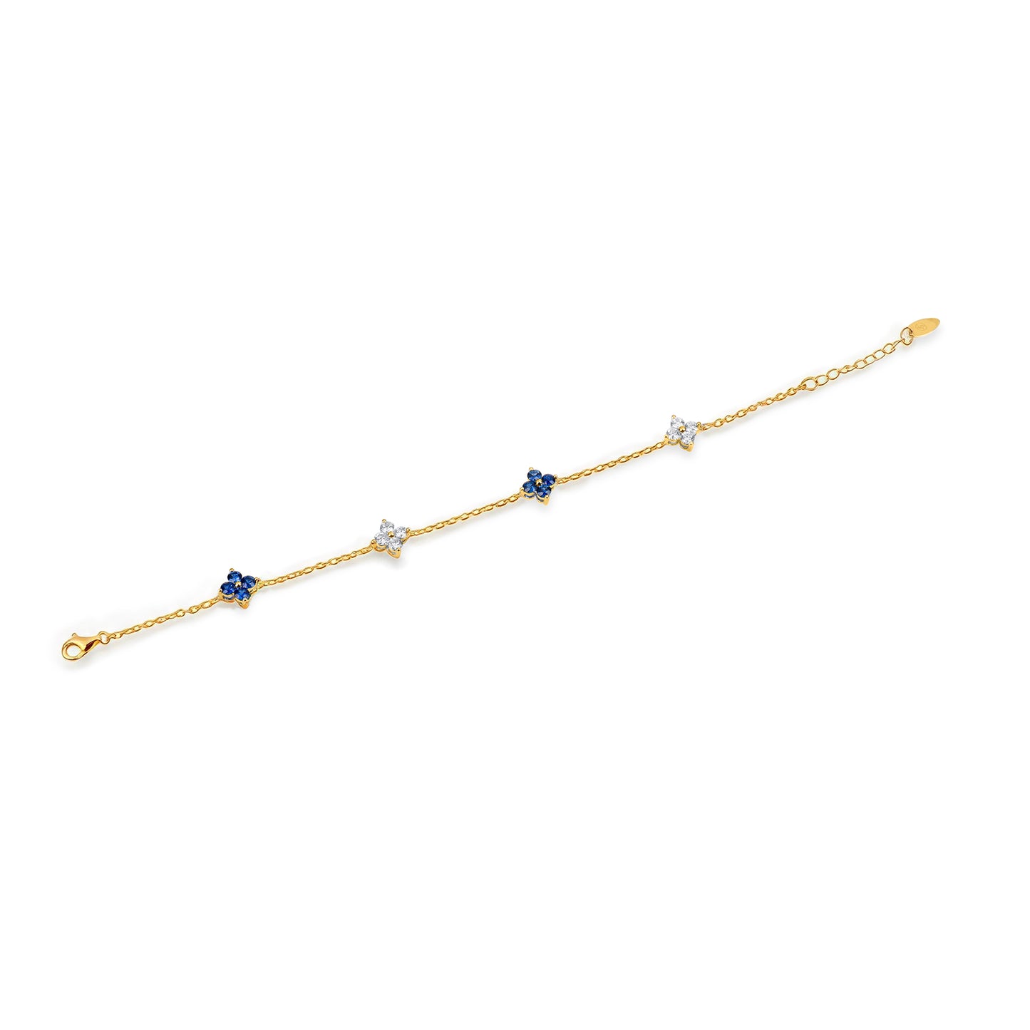 Natural 1.50 Ct. TW Sapphire & Diamond Clover Station Bracelet in Yellow Gold , 14K Yellow Gold, 18K Yellow Gold