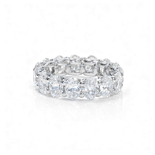 Natural 7.56 Ct. TW Oval-Cut Diamond Eternity Ring, 18K White Gold