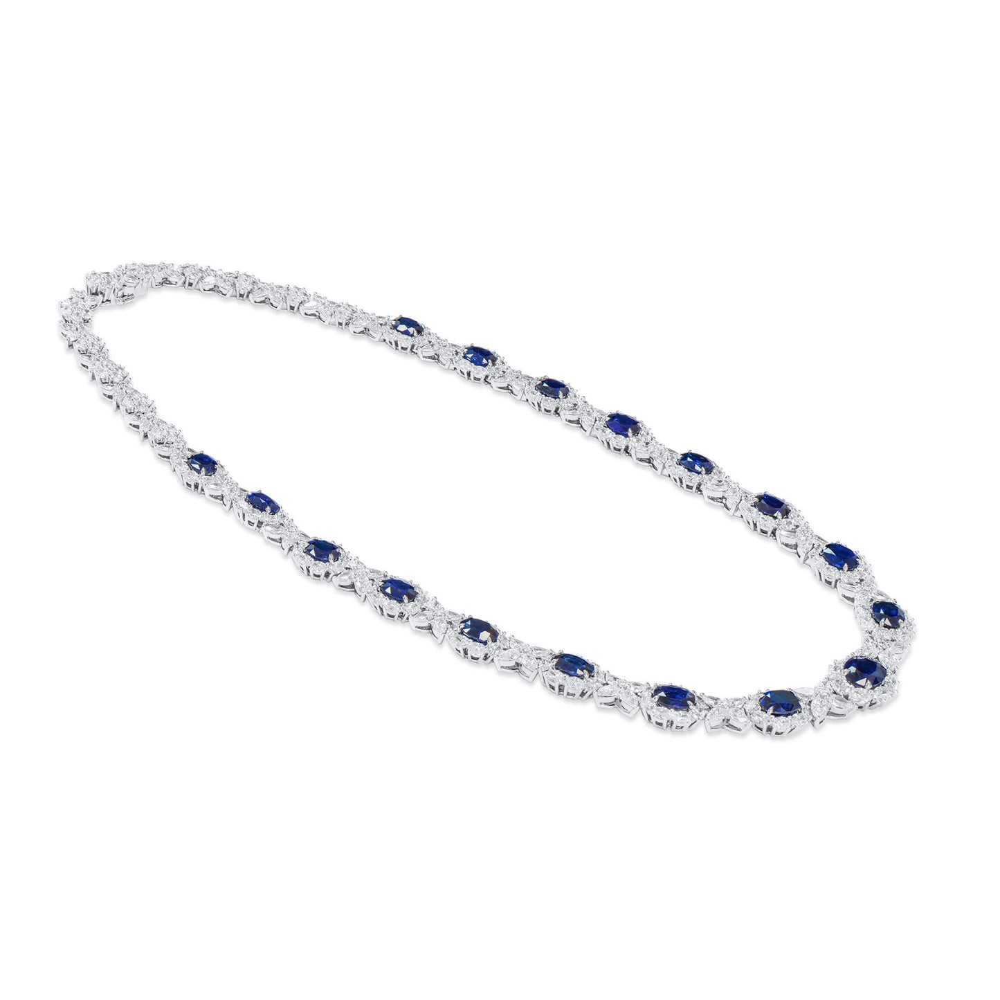 Natural Blue Sapphire Necklace, 47.25 Ct. TW, Oval shape, GRS Certified