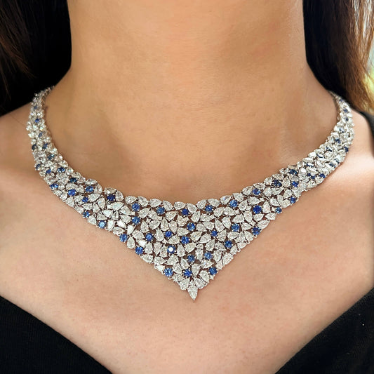 שרשרת ספיר כחולה טבעית, 54.44 קראט. TW, צורה עגולה, מוסמכת EG_LAB 