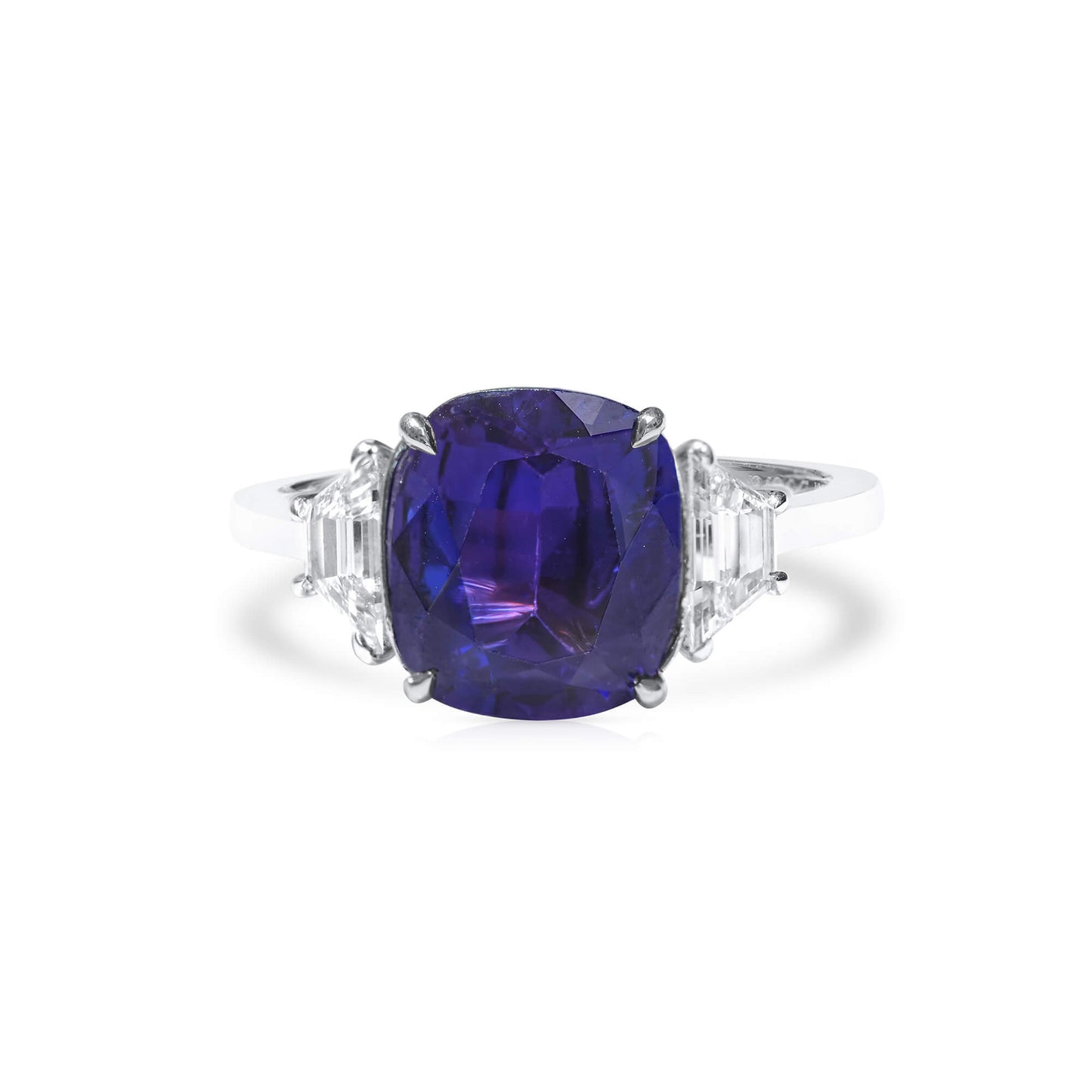 Natural Deep Purple Sapphire Ring, 4.17 Ct. (4.84 Ct. TW), GRS2022-028206, UNHEATED