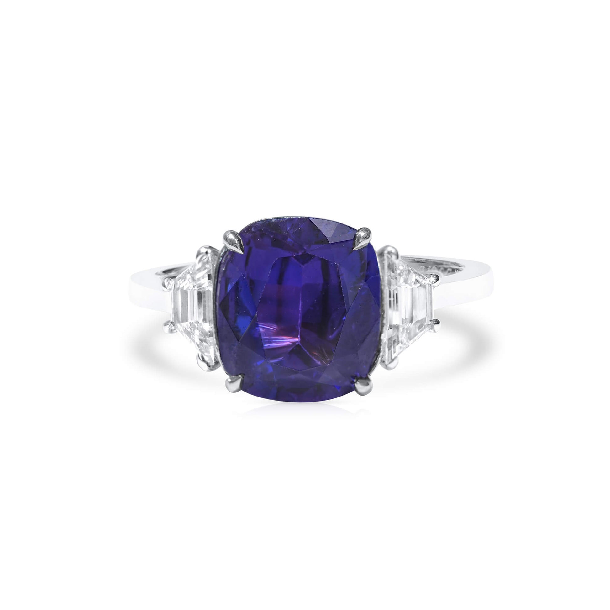 Natural Deep Purple Sapphire Ring, 4.17 Ct. (4.84 Ct. TW), GRS2022-028206, UNHEATED