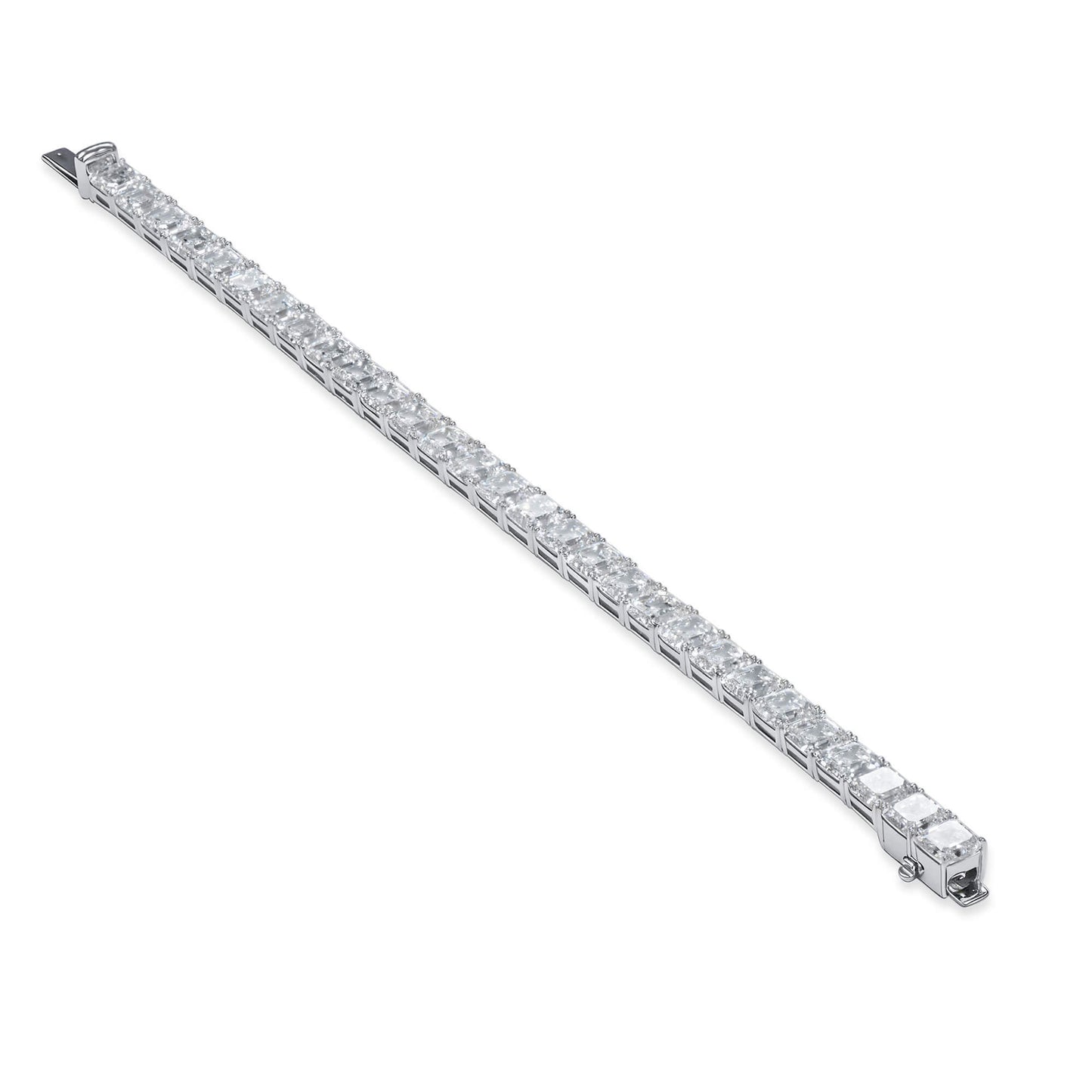 Natural Diamond Tennis Bracelet, 18K White Gold, Asscher Shape, 29.33 Ct. TW