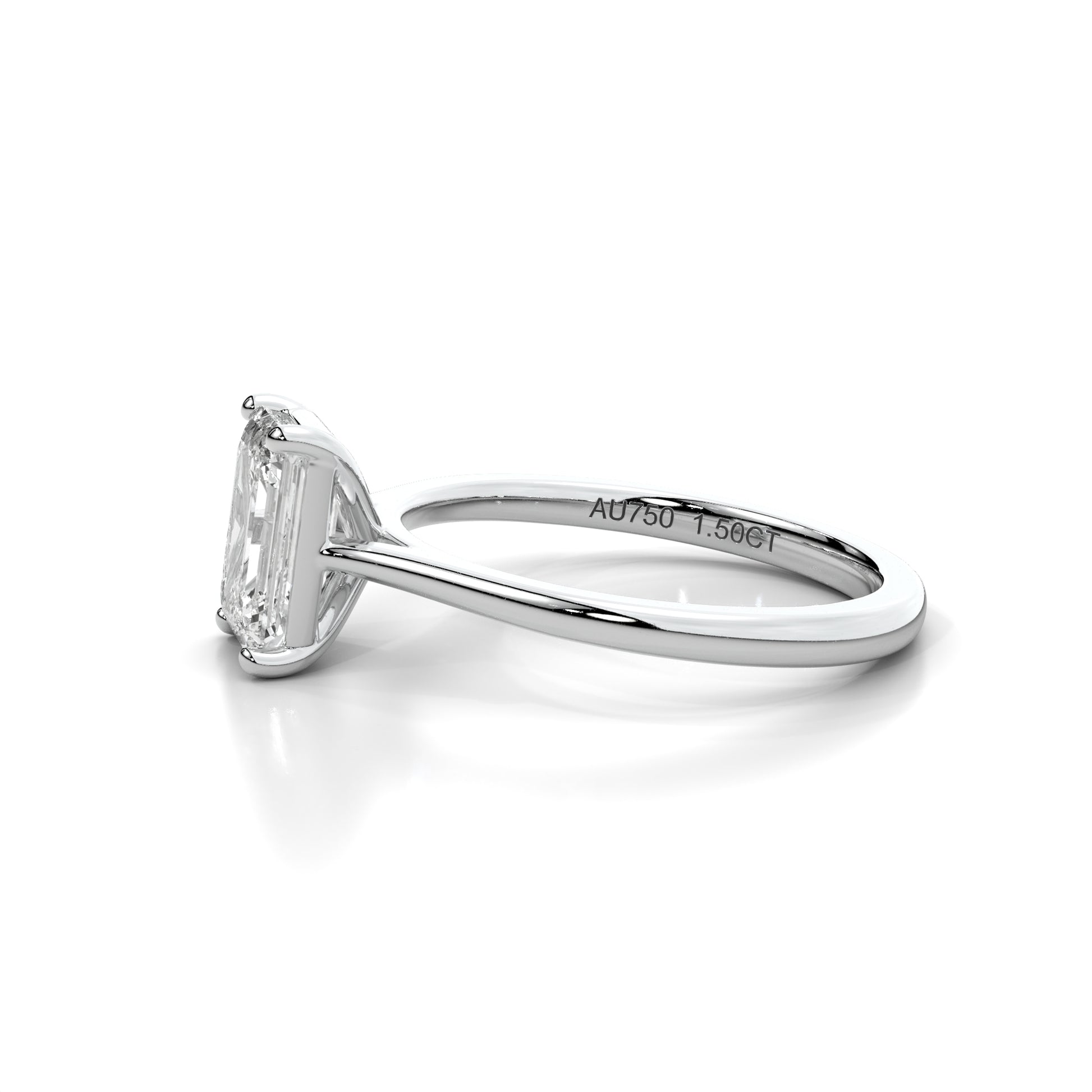 Natural 1.50 Ct. Emerald-Cut Diamond Solitaire Ring, 18K White Gold