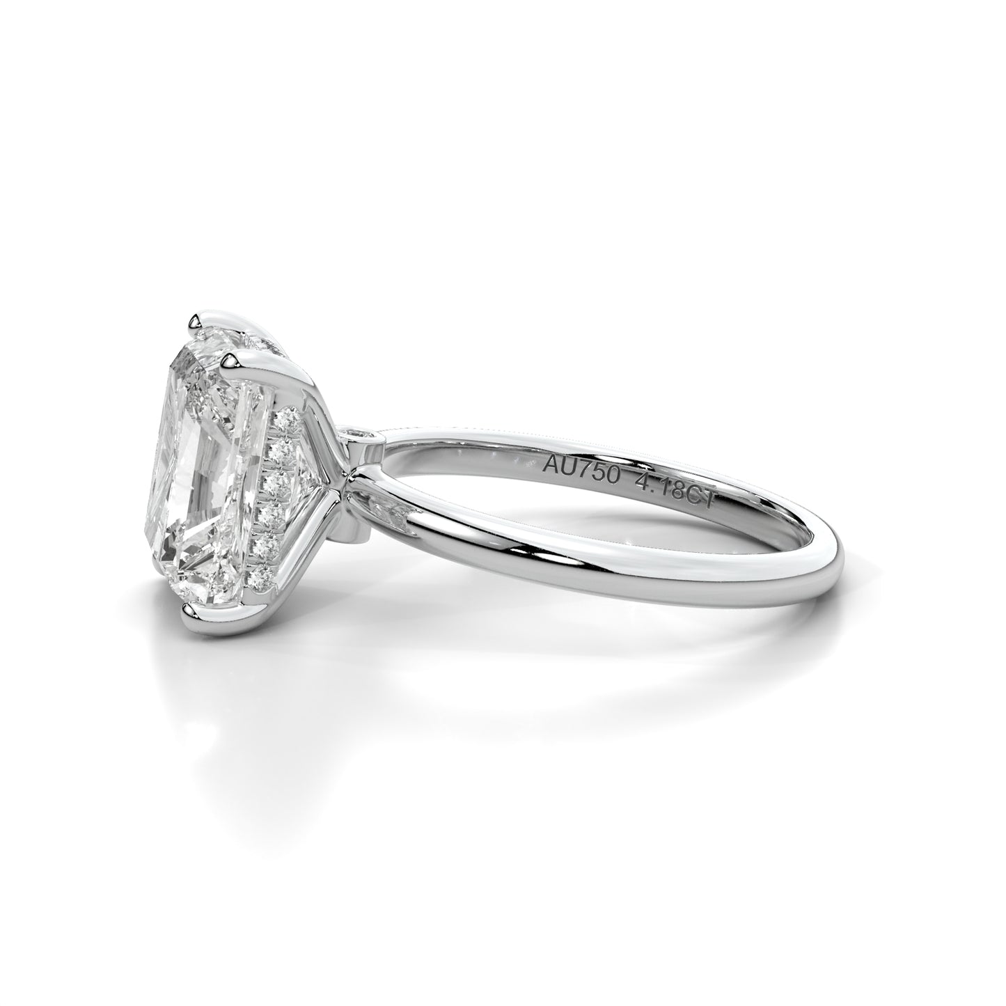 Natural 4.18 Ct. Radiant-Cut Diamond Solitaire Ring, 18K White Gold