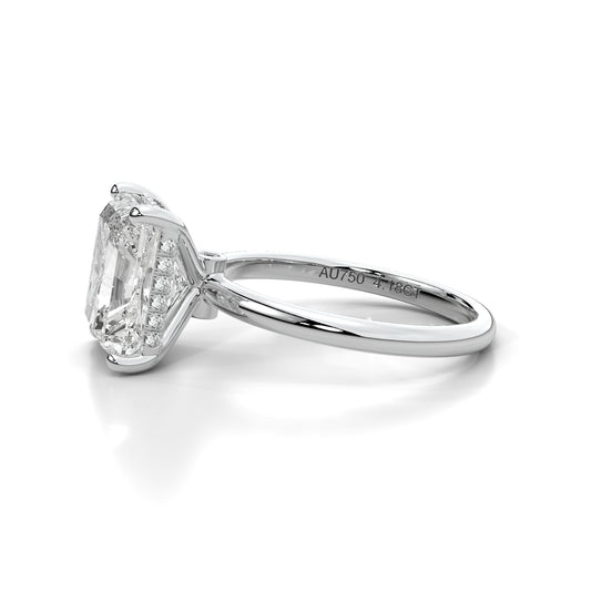 Natural 4.18 Ct. Radiant-Cut Diamond Solitaire Ring, 18K White Gold