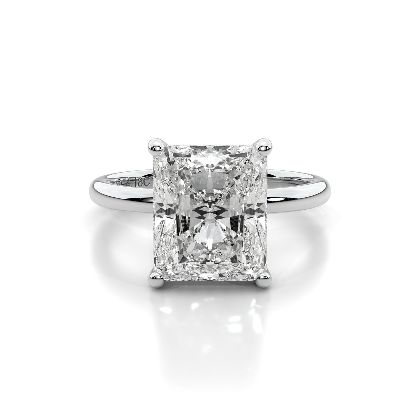 Natural 4.18 Ct. Radiant-Cut Diamond Solitaire Ring, 18K White Gold
