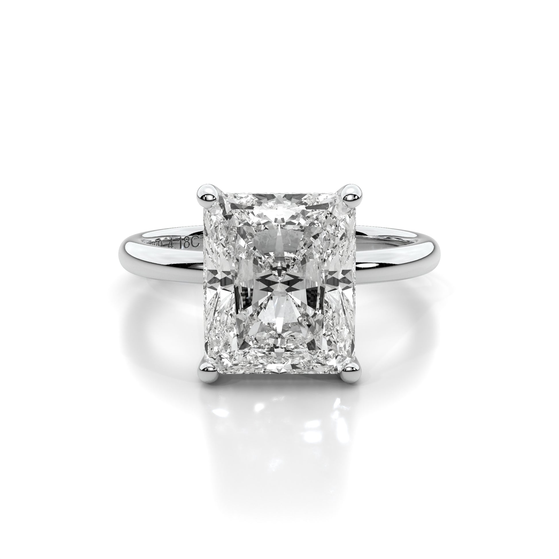 Natural 4.18 Ct. Radiant-Cut Diamond Solitaire Ring, 18K White Gold
