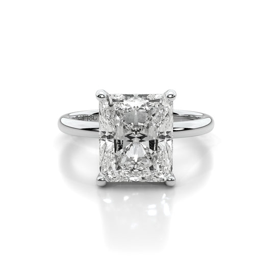 Natural 4.18 Ct. Radiant-Cut Diamond Solitaire Ring, 18K White Gold