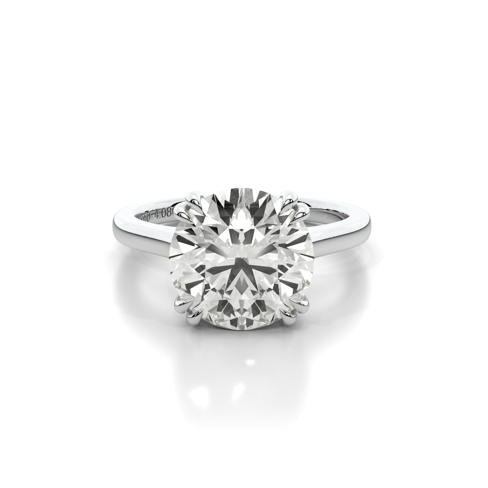 Natural 4.08 Ct. Round-Cut Diamond Solitaire Ring, 18K White Gold