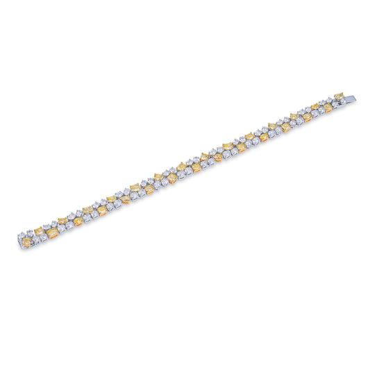 Natural Fancy Yellow Diamond Bracelet, 18K White & Yellow Gold, 12.21 Ct. TW