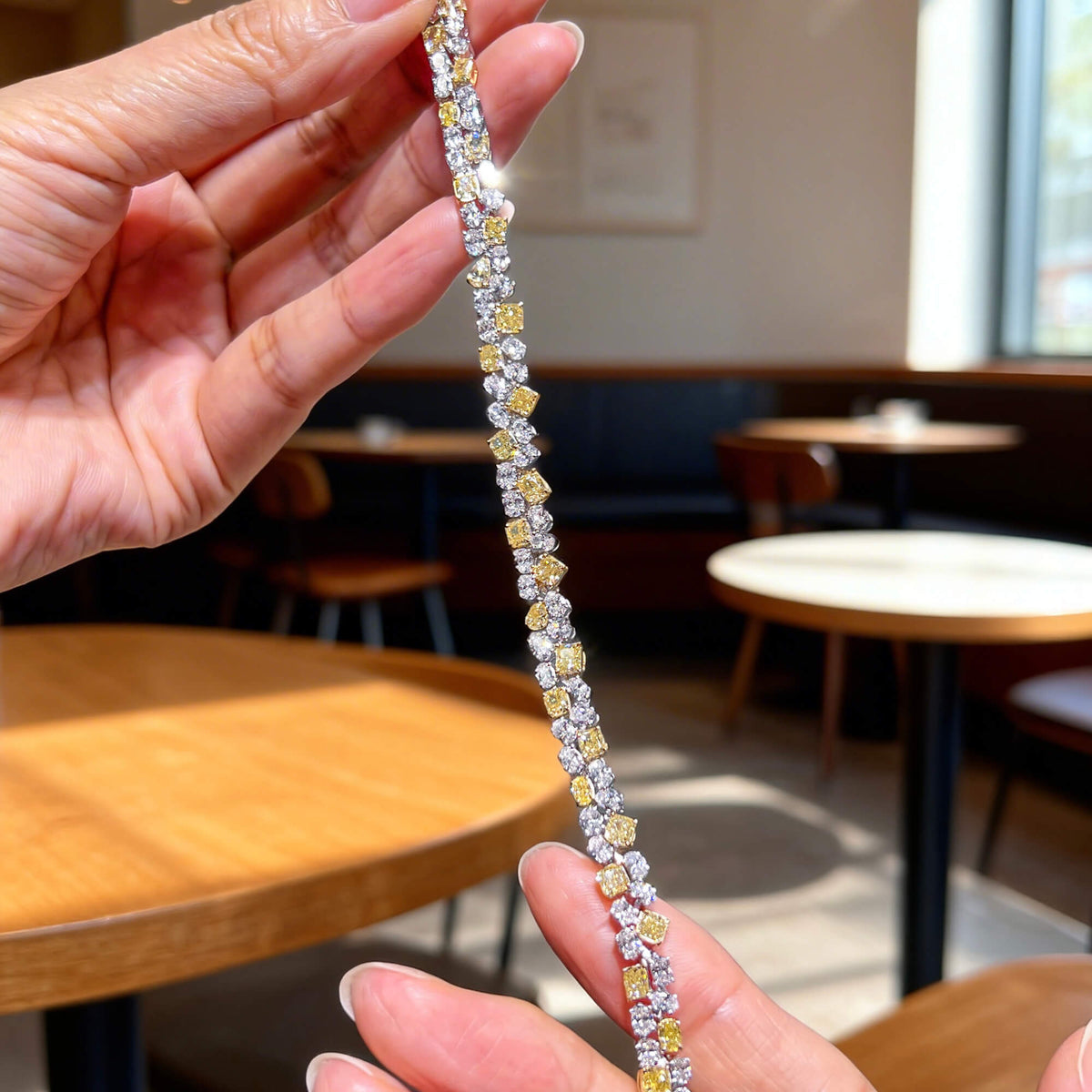 Natural 12.21 Ct. TW Yellow Diamond Bracelet, 18K White & Yellow Gold
