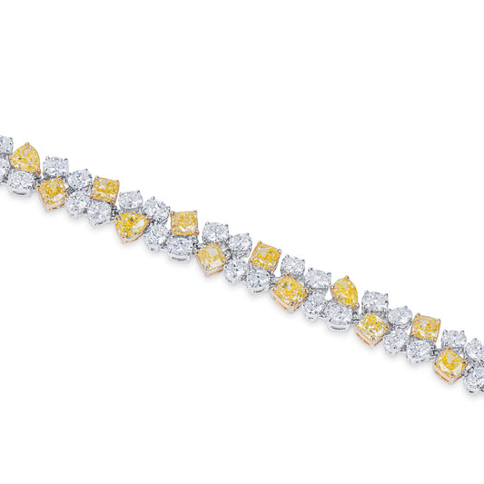 Natural 12.37 Ct. TW Fancy Yellow & White Diamond Bracelet, 18K White & Yellow Gold