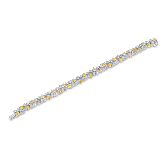 Natural 12.37 Ct. TW Fancy Yellow & White Diamond Bracelet, 18K White & Yellow Gold