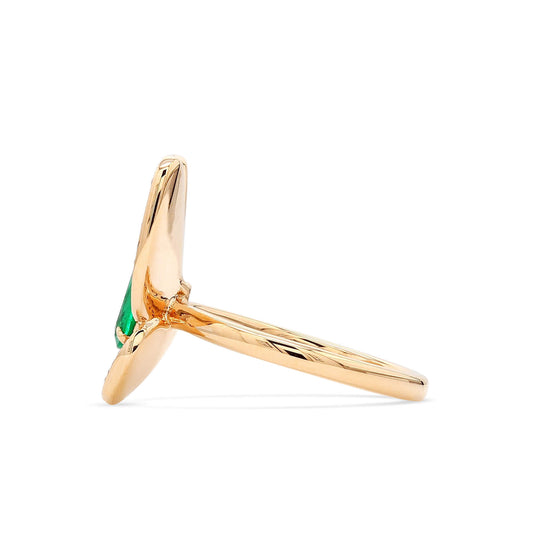 Natural 1.35 Ct. TW Oval-Cut Colombian Emerald Butterfly Ring, 18K White & Rose Gold
