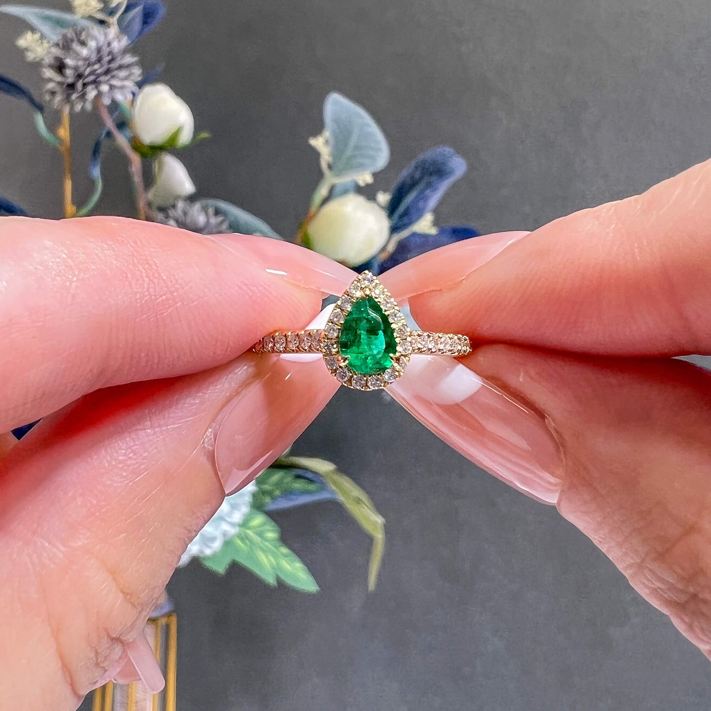 Natural Green Emerald Ring, 0.63 Ct. TW