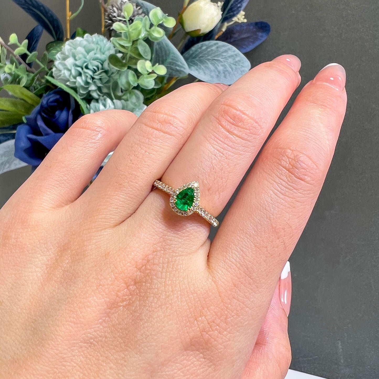 Natural Green Emerald Ring, 0.63 Ct. TW