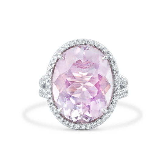 天然 粉色 摩根石戒指，总重11.96克拉，椭圆形，IGL认证