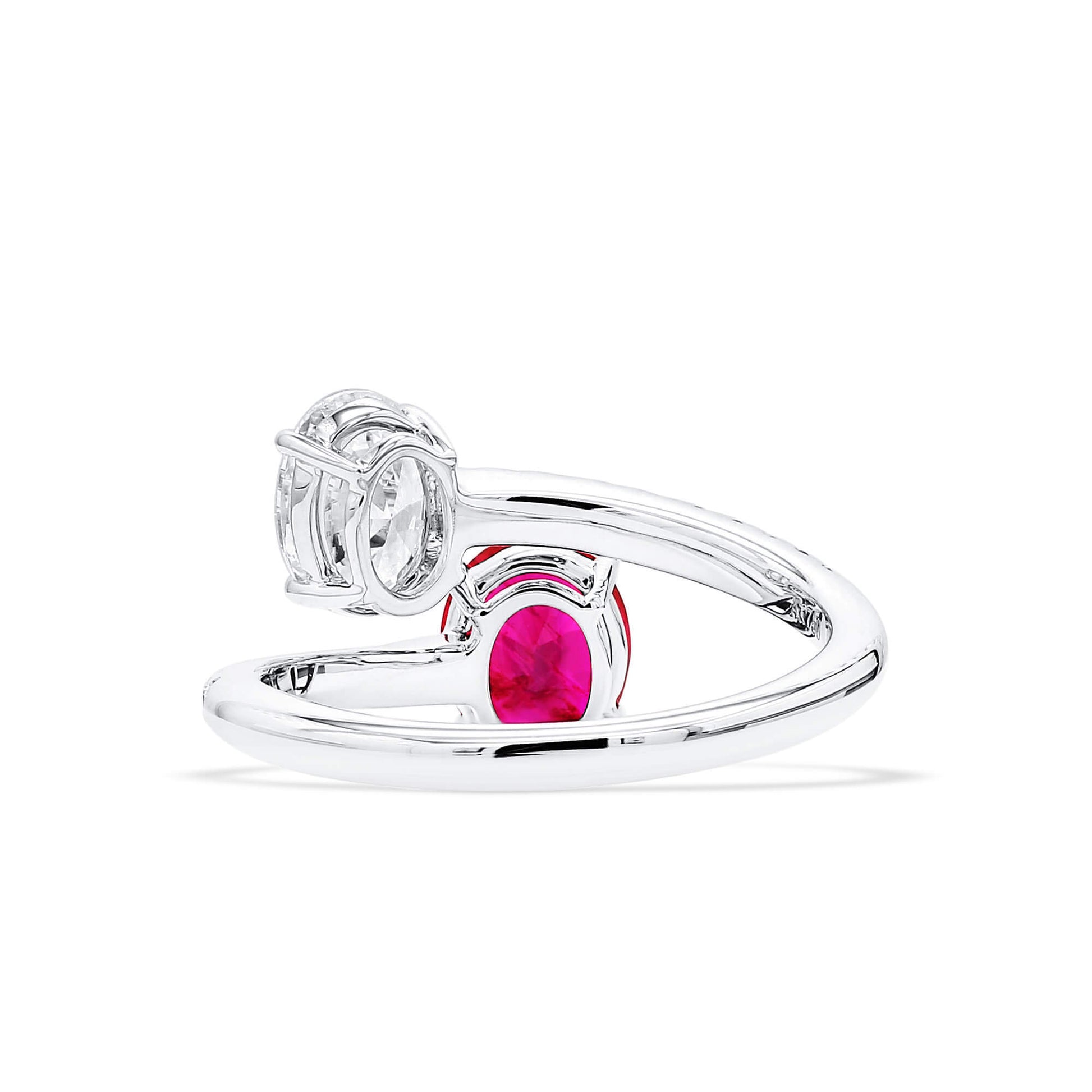 Natural Burmese Red Ruby Ring, 18K White Gold, Oval Shape, 2.25 Ct. TW, unheated