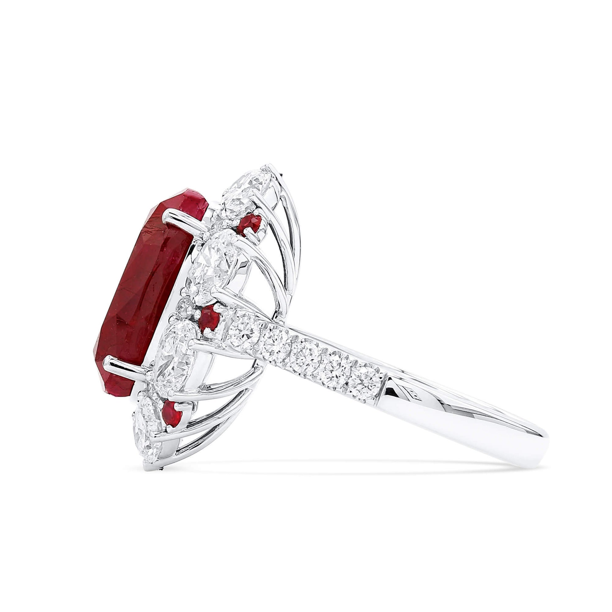 Natural Red East Africa Ruby Ring, 12.31 Ct. TW, Oval shape, SSEF Certified