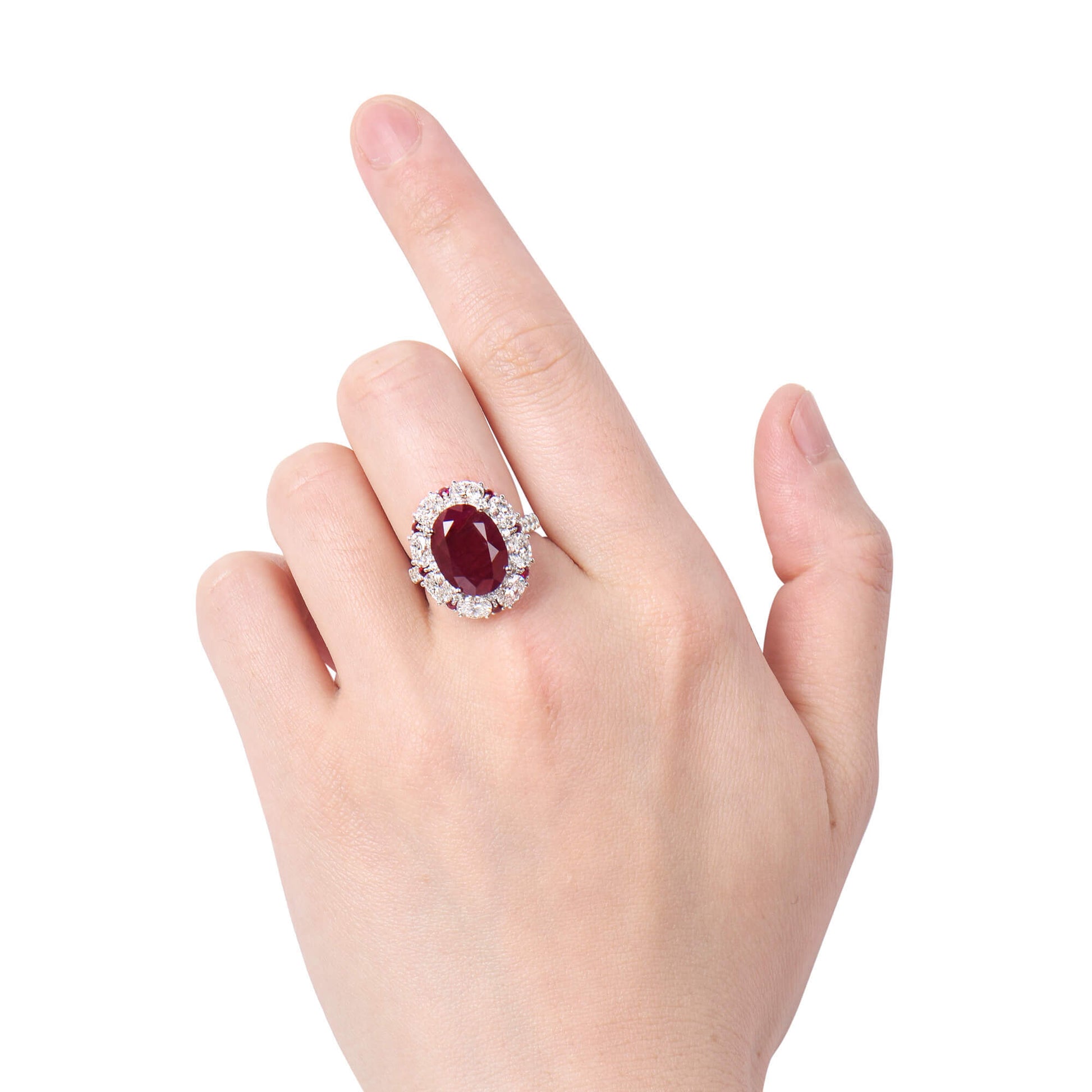 Natural Red East Africa Ruby Ring, 12.31 Ct. TW, Oval shape, SSEF Certified