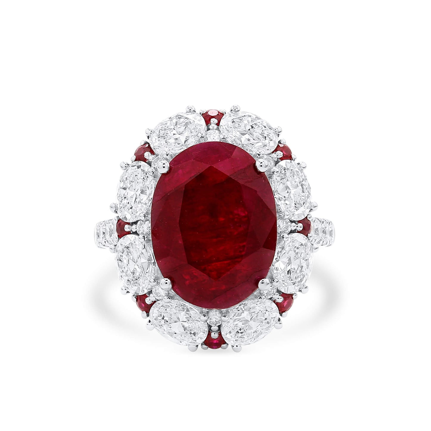 Natural Red East Africa Ruby Ring, 12.31 Ct. TW, Oval shape, SSEF Certified
