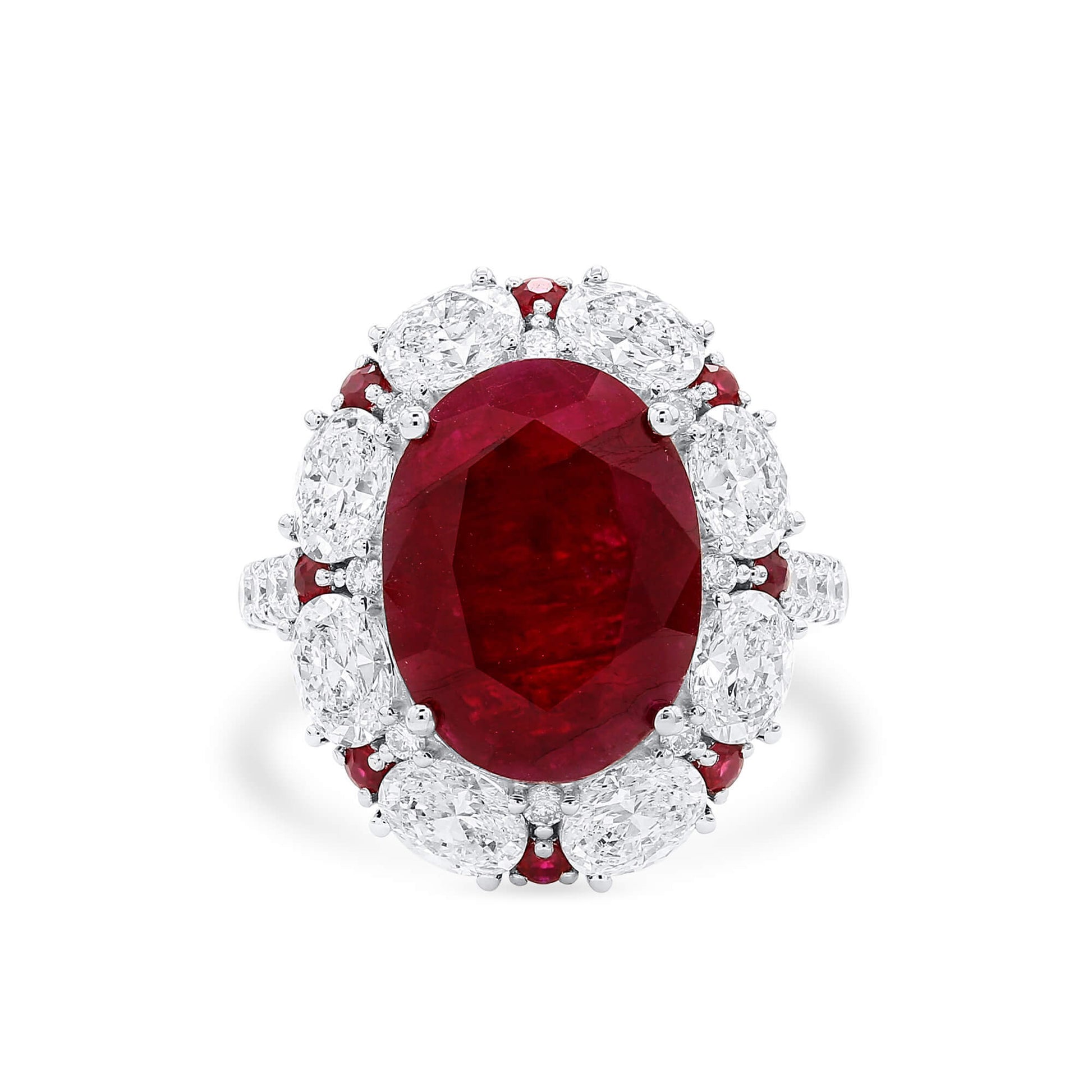 Natural Red East Africa Ruby Ring, 12.31 Ct. TW, Oval shape, SSEF Certified