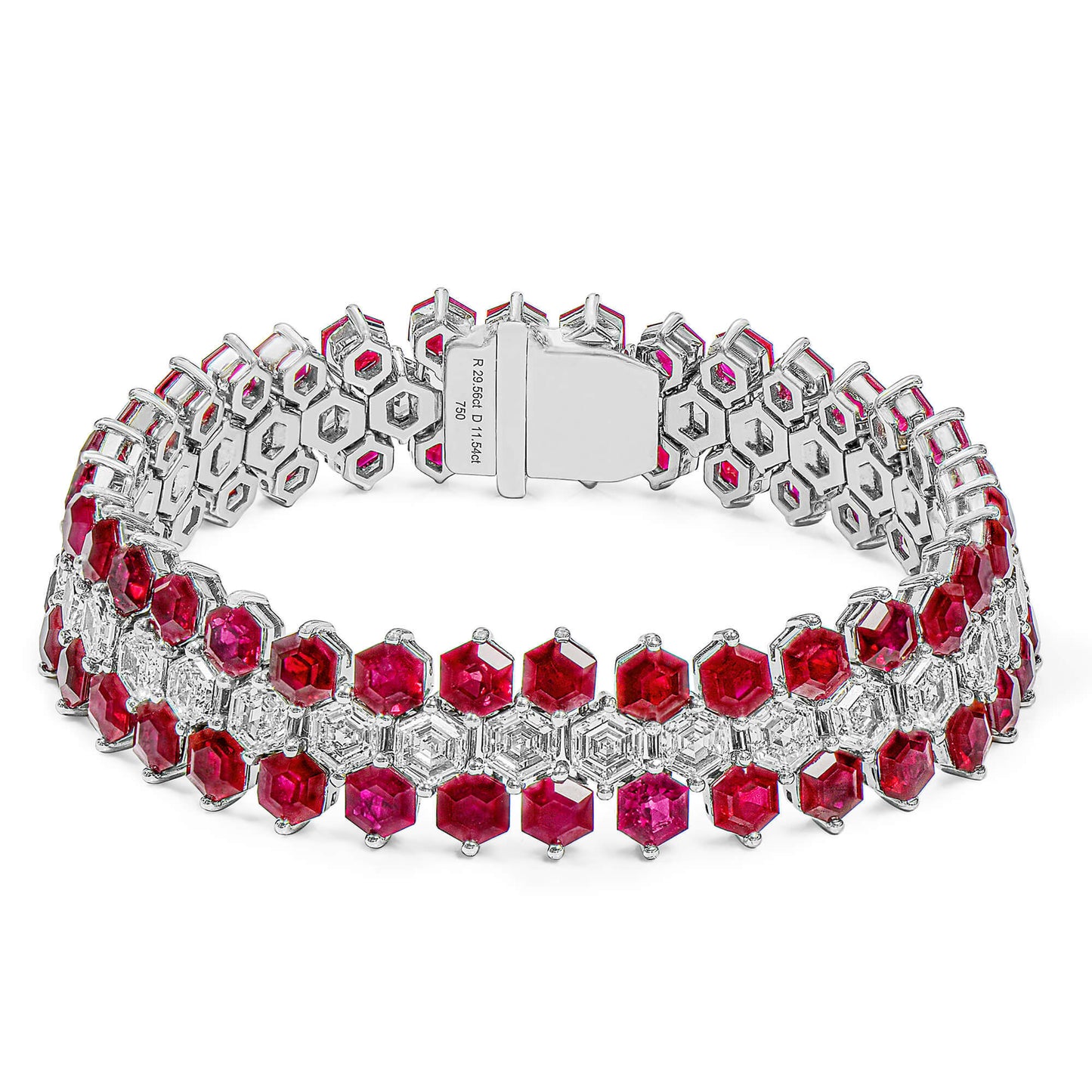 天然 红色 红宝石手链，总重41.10克拉