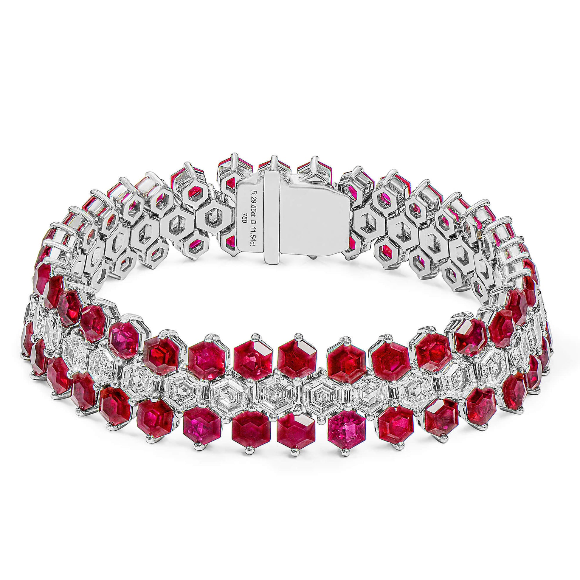 天然 红色 红宝石手链，总重41.10克拉