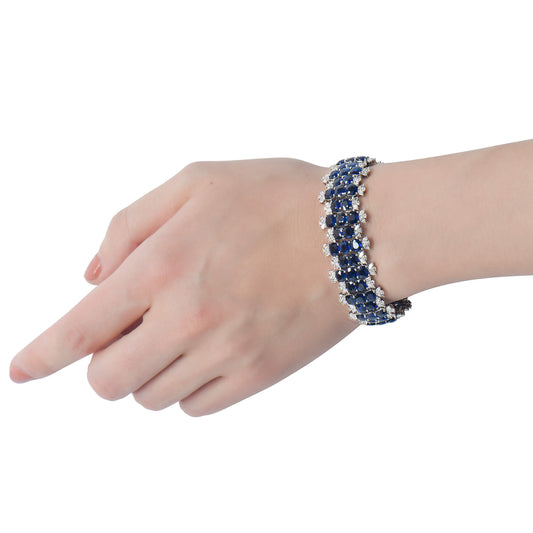 天然 艳蓝色 缅甸 蓝宝石手链 | 34.93克拉（总重40.77 克拉），G1912280113，无烧