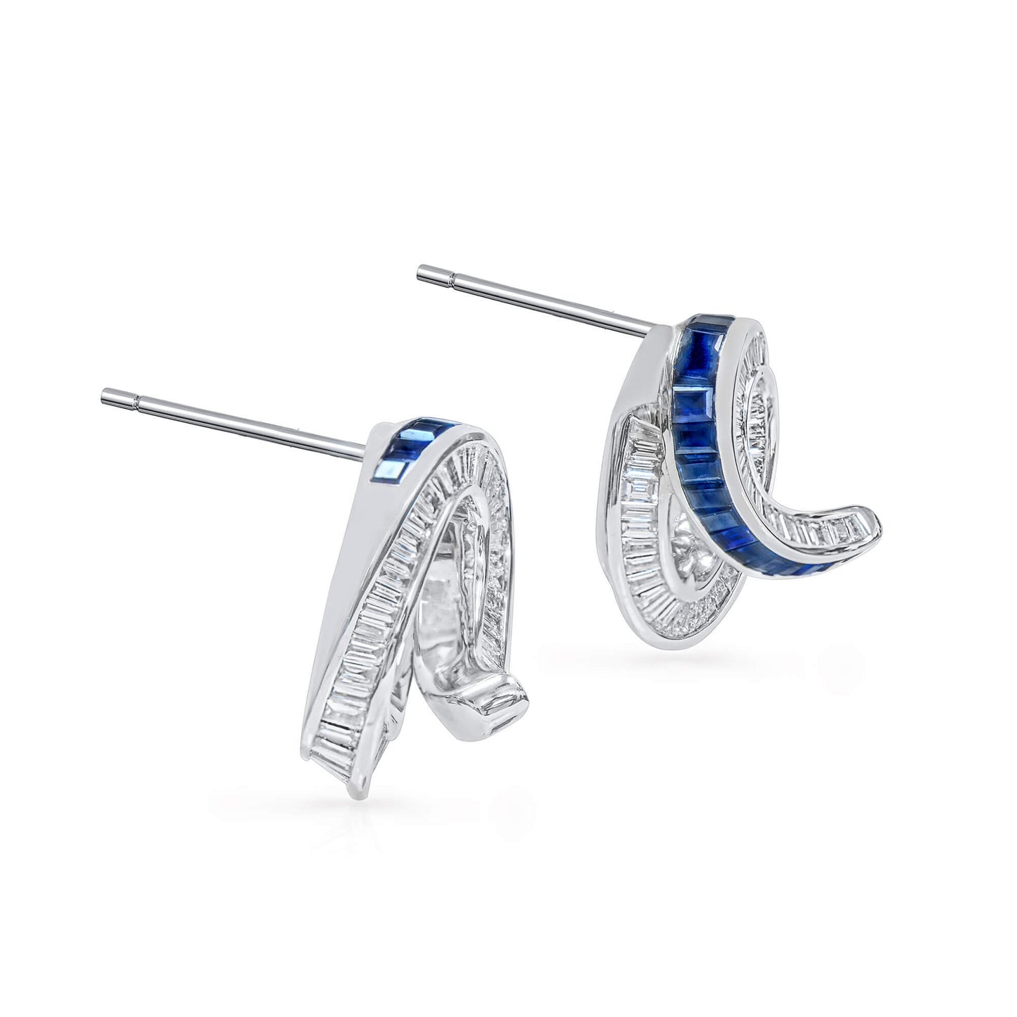 Natural Vivid Blue Sapphire And Diamond Earrings, 3.31 Ct. TW