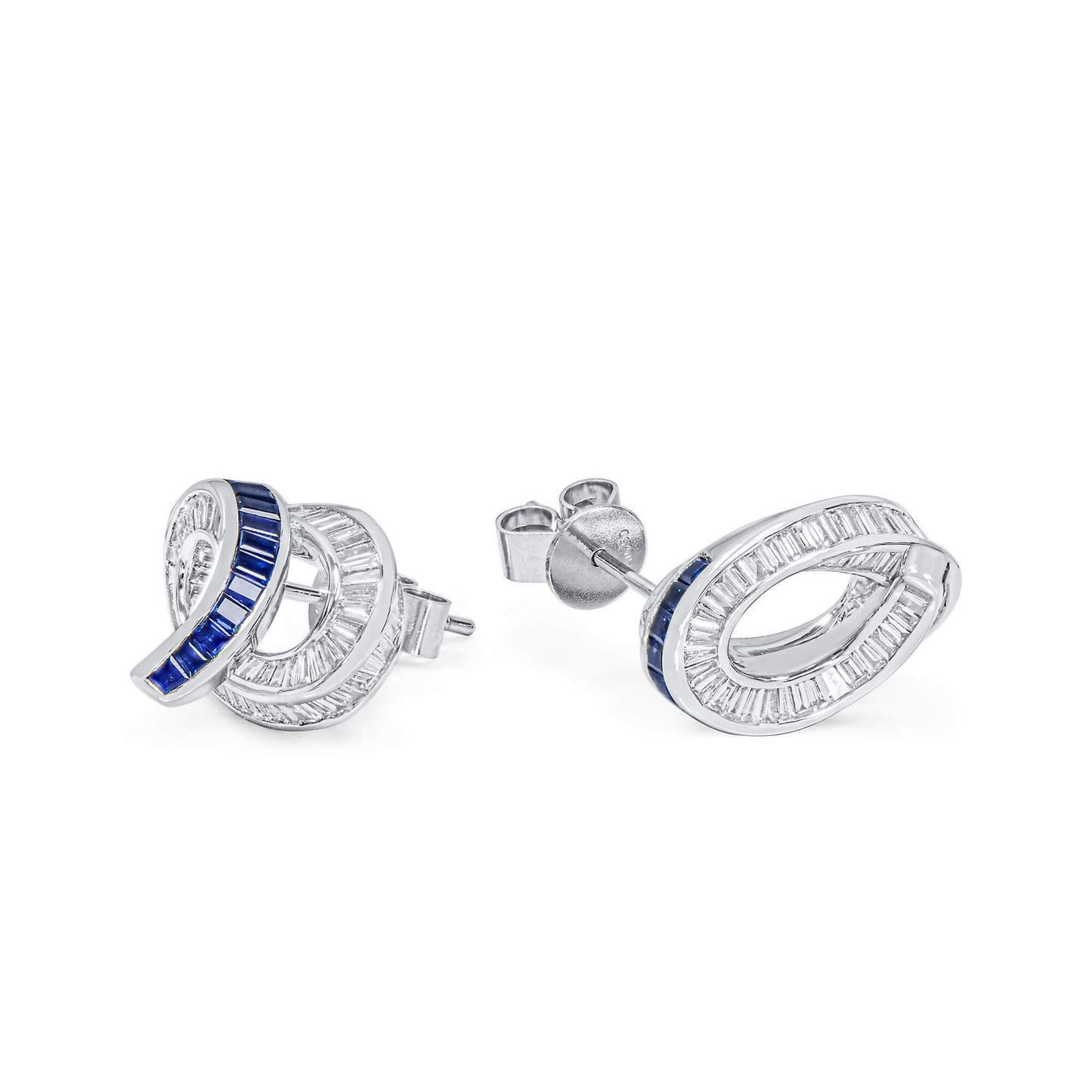 Natural Vivid Blue Sapphire And Diamond Earrings, 3.31 Ct. TW