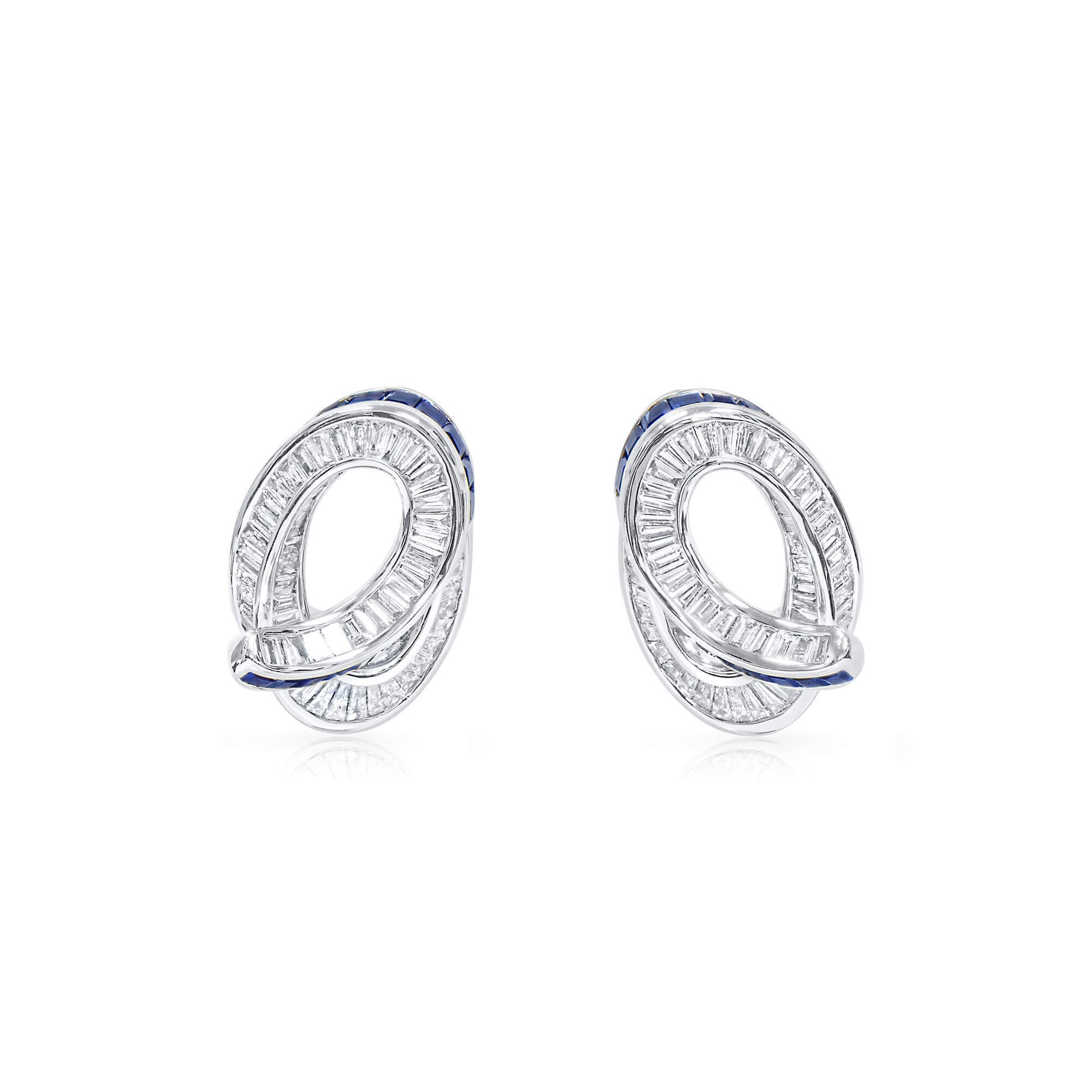 Natural Vivid Blue Sapphire And Diamond Earrings, 3.31 Ct. TW