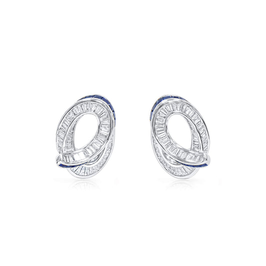 Natural Vivid Blue Sapphire And Diamond Earrings, 3.31 Ct. TW