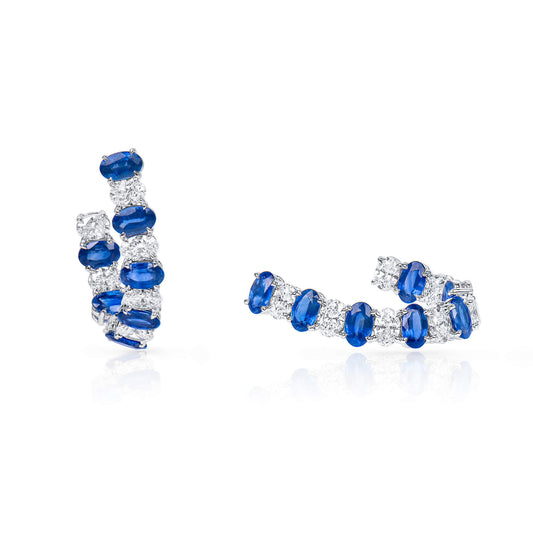 Natural Vivid Blue Sapphire Earrings, 6.67 Ct. TW