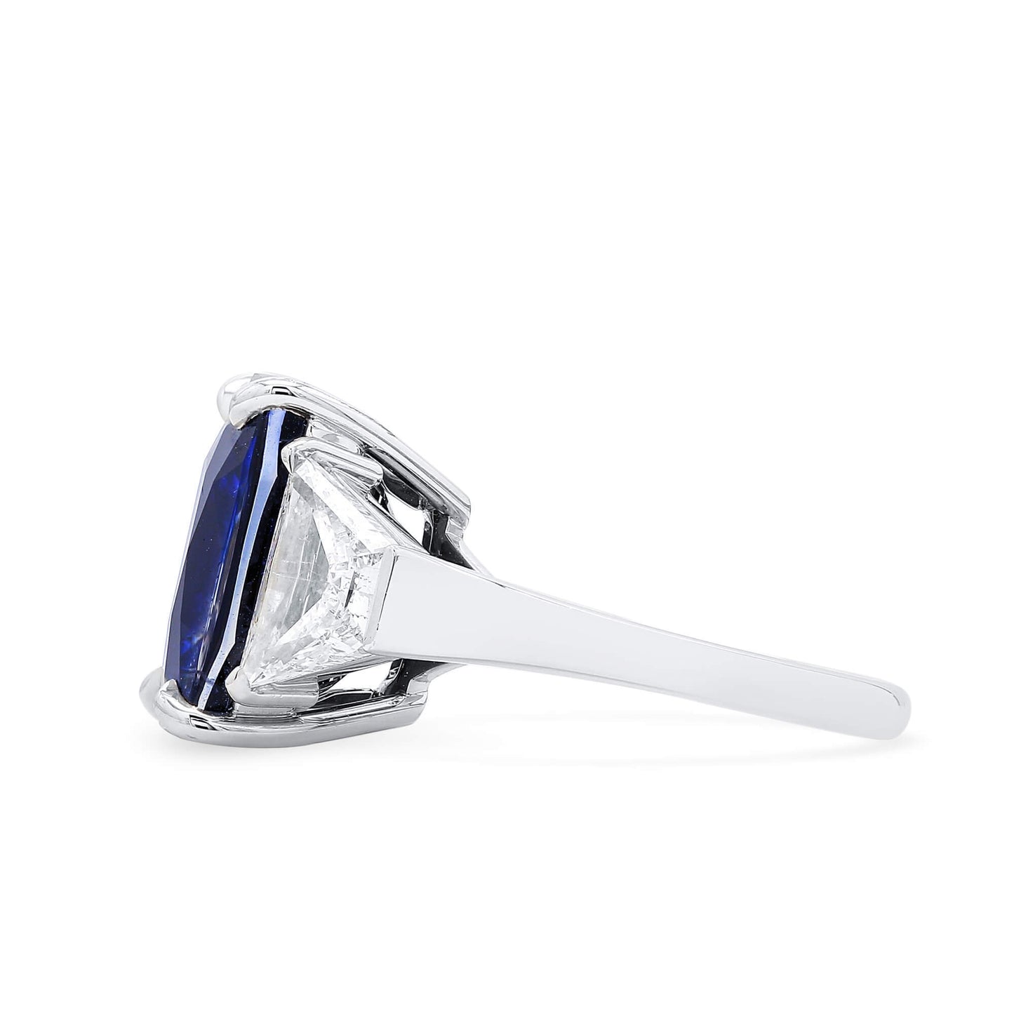 Natural Vivid Blue Sapphire Cocktail Ring, 18K White Gold, Cushion Shape, 21.13 Ct. TW