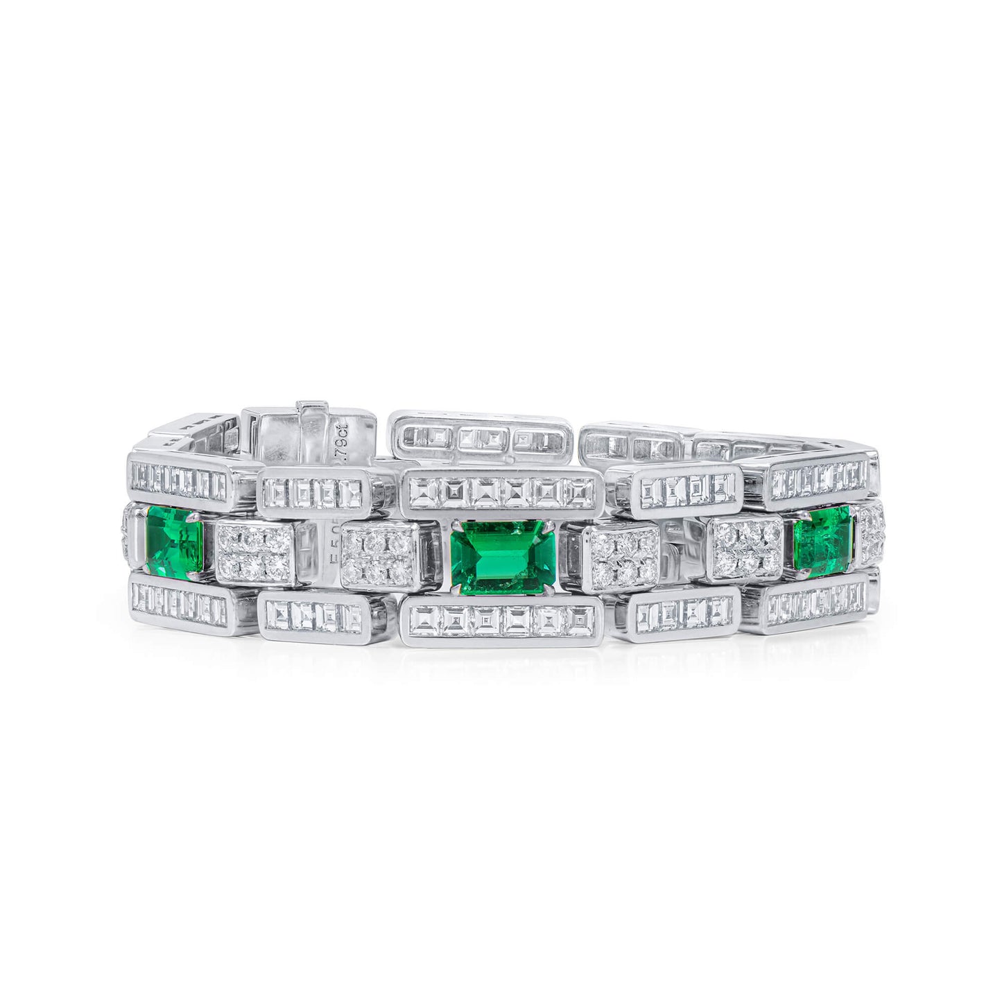 Natural Vivid Green Colombia Emerald Bracelet, 17.82 Ct. TW, Emerald shape, GRS Certified
