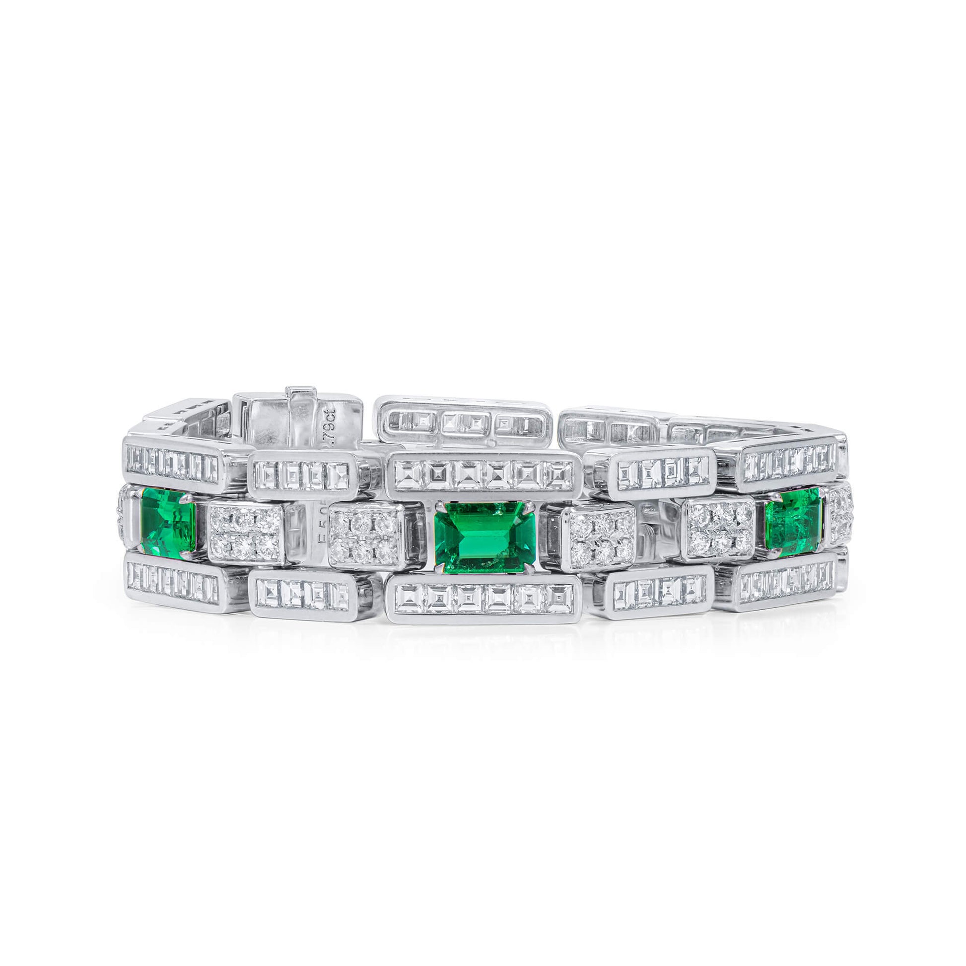 Natural Vivid Green Colombia Emerald Bracelet, 17.82 Ct. TW, Emerald shape, GRS Certified