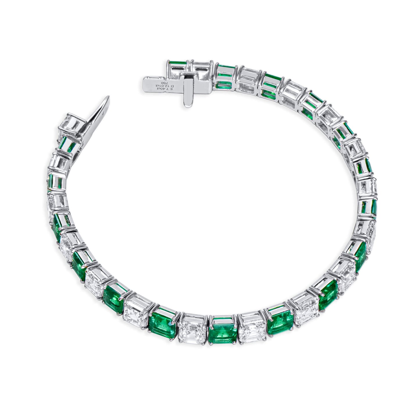 Natural Colombian Emerald And Diamond Bracelet, 18K White Gold, 19.41 Ct. TW